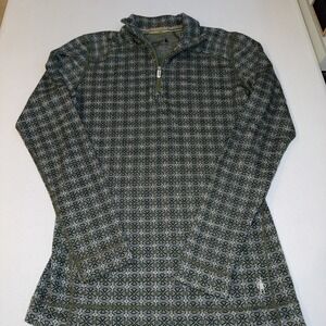 SMARTWOOL Classic Thermal Merino Base Layer 1/4 Zip Green Sz M Outdoor Gorpcore